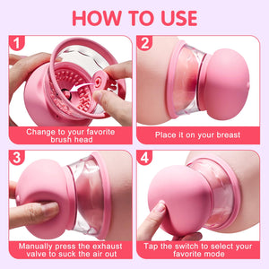 Sex Toy Nipple Toys Clamps - 3 Brush Heads Nipple Vibrator Manual Sucking